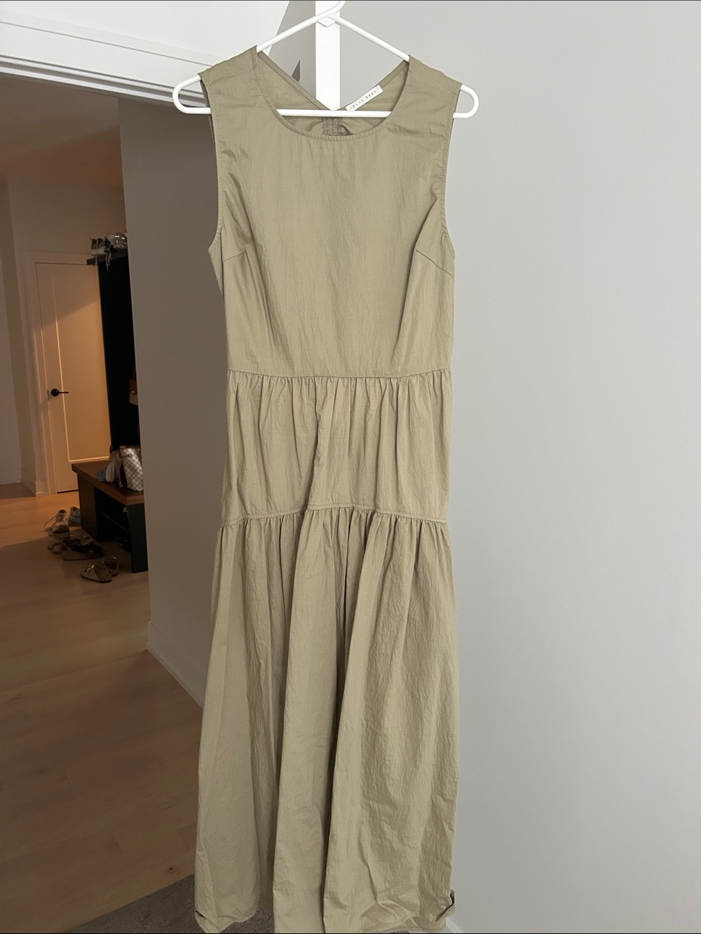 Sleeveless Tiered Maxi Dress in Olive Green - never worn